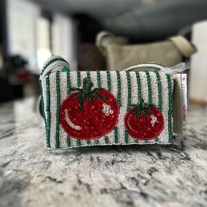 Beaded Tomato Design Crossbody Bag